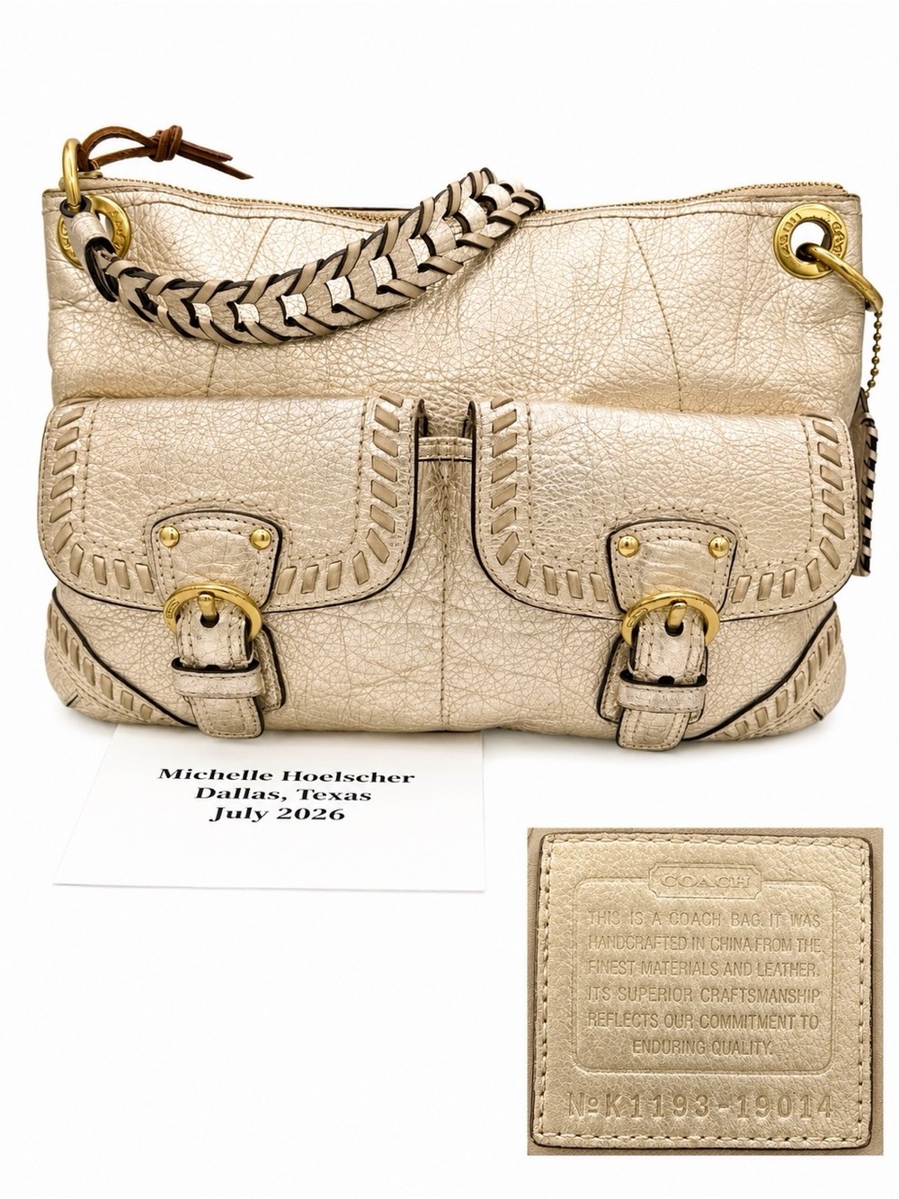 COACH Poppy Whiplash Hippue Bag- Metallic Champagne K1193-19014